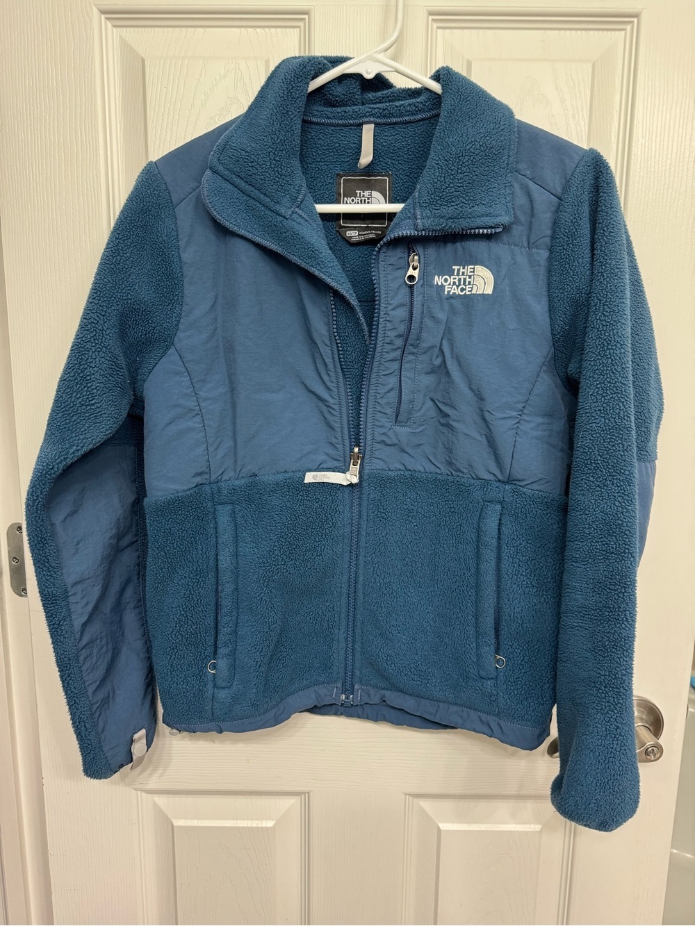 THE NORTH FACE Spell Out Denali Fleece Jacket TNF Blue SZ XS